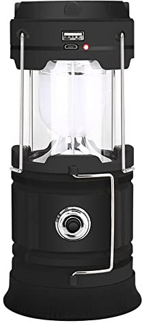 Aomiun LED Campinglampe Solar, Campinglampe Aufladbar, Wasserdicht LED Camping Laterne Camping Laterne Energienbank mit 2 Lademethoden (Solar/USB) für Camping, Wandern, Stromausfall, Notfall