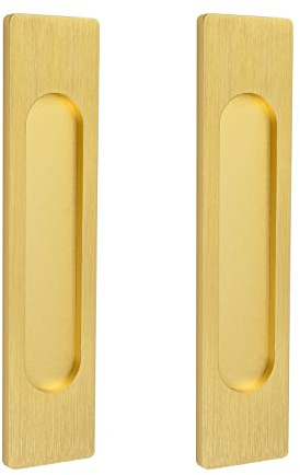 MOROBOR - Rechteckige Schiebetürgriffe, selbstklebend, 2 Stück, gebürstete goldfarbene Aluminiumlegierung, eingelassener Griff ohne Bohren für Schiebetüren, Fenster
