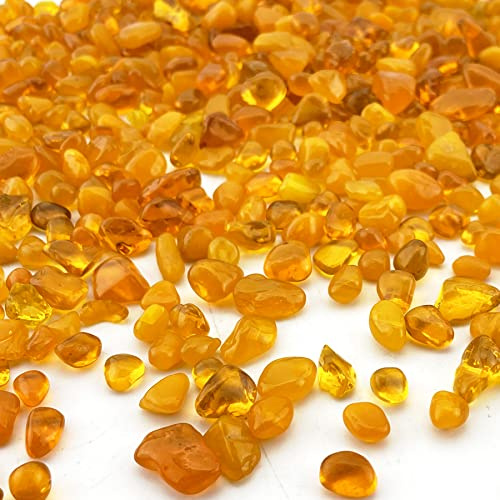 CYS EXCEL Aquarium Fish Tank Gravel (1 LB) Orange Glass Vase Filler for Fountain Succulent Plant Decorative Rock Pebble Stone Irregular Smooth Sea Glass
