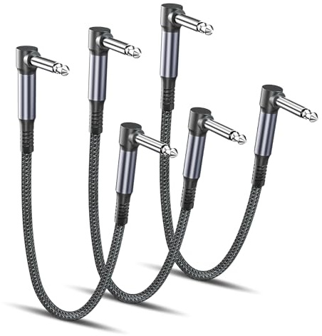 RUXELY 6.35mm Gitarren Patchkabel 0.15M 3Pack,1/4 Instrument Pedal Kabel | 90 Grad 6.3 Guitar Klinkenpatchkabel,Winkelstecker Patch Cable für Gitarreneffekte,Gitarre/Bass Effektpedale,Pedalboard,15CM