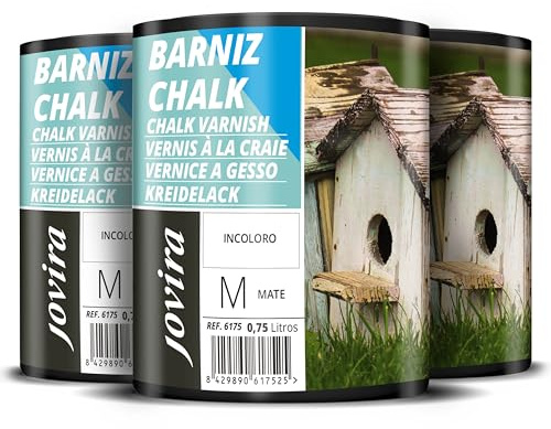 JOVIRA PINTURAS Barniz - Chalk Paint al Agua Mate. Renueva tus muebles con creatividad. (3x750 Mililitros, Barniz Chalk Paint) B23
