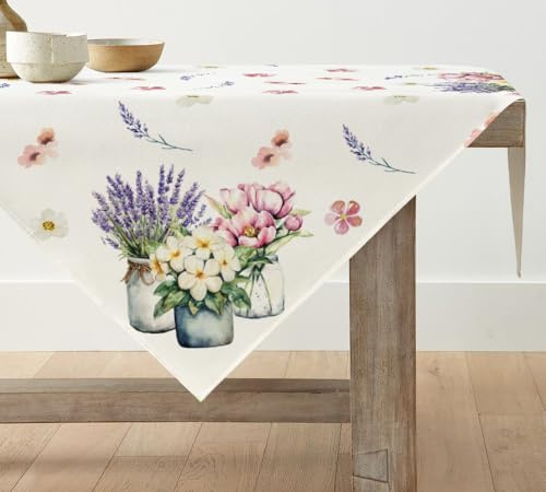 Artoid Mode Blumen Vase Tulpe Lavendel Frühling Tischwäsche, Sommer Küche Tisch Dekoration Drinnen Urlaub Party Dekor 85x85 cm