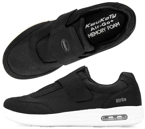 KWUKOTY Diabetic Orthopedic Walking Shoes Wide Toe Hook and Loop Men Women | 3-Layer Adjustable Insole, Custom Fit as Feet Change, Hook & Loop Easy On-Off, Air Cushion Non-Slip
