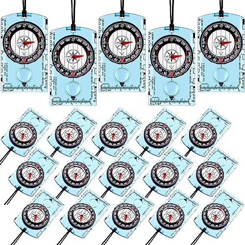 Geiserailie 20 Pcs Orienteering Compass Bulk Navigation Backpacking Compass Hiking Map Reading for Navigation Orienteering Survival Outdoor Camping Gifts, Blue
