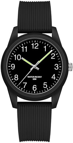 findtime Rosa Damenuhren 5ATM Wasserdicht, Einfach Minimallistic Armbanduhr für Damen Silikon Armband Analog Quarz Sportuhr für Mädchen Frauen Kids