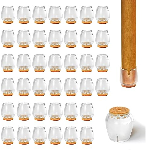 40 Pcs Tappi Per Sedie In Silicone,Gommini Sedie Rotondi,Coprigambe Sedie,Tappi Sedie Rotondi Silicone,Adatti Per Gambe Tonde 12-16mm Per Gambe di Sedie, Proteggere Il Pavimento(TRASPARENTE)