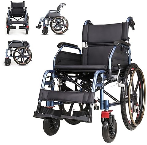 GHBXJX Rollstuhl Faltbar Leicht Aluminium Aktivrollstuhl, Rollstühle für Erwachsene, Ultraleicht Rollstuhl für die Wohnung und Unterwegs, Stoßdämpfer, Bremsen, Sitzbreite 46 cm, 19.5 kg
