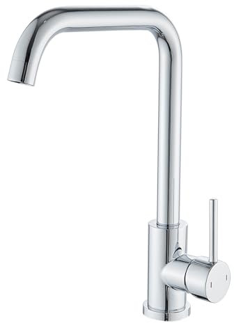 MAMHUN Küchenarmatur Edelstahl Chrom | 360° Drehbare Rostfrei Spülenarmatur | Einhebelmischer mit Hohem Auslauf & Flexibler Montage