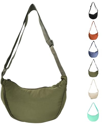Uwiyo Halbmond Tasche Damen Nylon Crossbody Moon Bag Hobo Halfmoon Bag Halbmond Umhängetasche Dumpling Schultertasche mit verstellbarem Gurt für Damen Mädchen