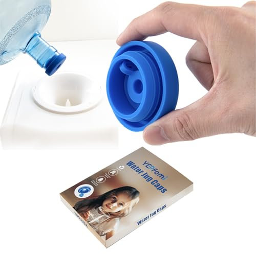 (2 PACK) YEPfomi Reusable 5 Gallon Water Jug Caps, Food Grade Silicone Material 2/3/5 Gallon Water Bottle Caps Jug Lid for Water Dispenser Water Pump (2)
