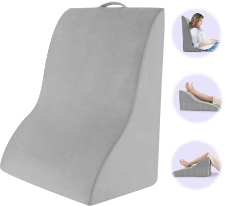 GIANTEX Rückenkissen Lesekissen Sofa, Multifunktions-Keilkissen | Venenkissen zum Beine hochlagern mit abnehmbarem Bezug, Beinhochlagerungskissen und Stützkissen für Beine Grau