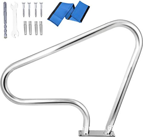 Miuxe Échelle De Piscine Rambarde De Sécurité pour Piscine Rampes D'escalier Garde-Corps De Sécurité en Acier Inoxydable pour Piscines Creusées, avec Couvercles De Rail De Piscine Et Accessoires