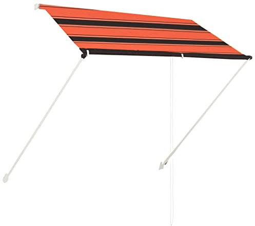 Bulliing Tenda da Sole Retrattile 200x150 cm Arancione e Marrone,Tenda da Sole per Esterno Avvolgibile,Tenda da Sole a Bracci Estensibili con Telaio in Alluminio, Tettuccio Resistente al Sole e Imperm