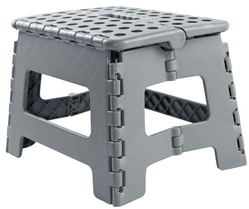 Armo® Folding Stool Step Down Footstool With Carry Handle Compact Foldable Foot Stool DIY Footstool Ladder MAX Weight 150KG (Grey)