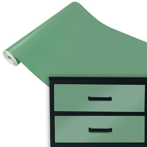 DecoMeister Vinilo Adhesivo Para Pared Muebles Verde Salvia Mate Papel Autoadhesivo de PVC Para Cocina Armario Bricolaje Lámina Decorativa Película Para Forrar En Rollo 45 x 100 cm Por Metros