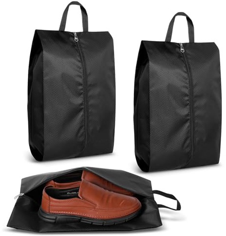 Romon Scarpe da Viaggio, Borsa per Scarpe Idrorepellente Borsa per Scarpe Antipolvere Borsa in Tessuto con Cerniera, 41 * 26cm, Borsa di Immagazzinaggio da Viaggio per Casa e Viaggi, Nero(2 pezzi)