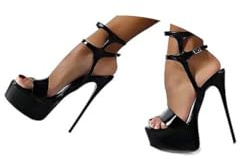 ORANDESIGNE Sandales à Talons Hauts en Cuir Femme Bout Ouvert Talon Haut 16cm Plateforme Épais Talons Hauts Aiguille Sandales Club Soirée Chaussures
