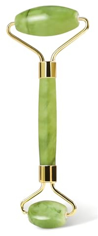 Jade Face Roller – Natural Green Stone Facial Massager Roller for Anti-Aging, Puffiness, Dark Circles & Skin Rejuvenation – Eye & Face Massage Tool for Women & Men