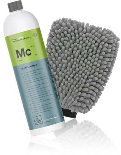 wortek Boot-Reinigungsset Koch Chemie Multi Cleaner 1L Mc + Microfaser Waschhandschuh Entfernt Fett Algen Öl von Gelcoat Reiniger Kunstoff Lack Metall Reiniger