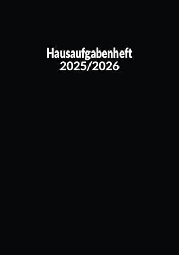 Hausaufgabenheft 2025/2026 Grundschule: Schülerkalender mit Datum für faule Mädchen, Jungs, Schuljahr 25/26, Schwarz Cover.