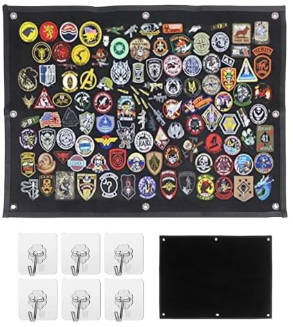 SKIKHN Parche para Pizarra, 110 x 70 cm, con Ojales, Plegable, Superficie de para Pared,para Insignias, Parches, Parches Militares, Color Negro