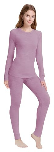 Woolcano Set Termico Donna in Lana Merino 100%, Intimo Termico, Strati Base per Sci, Escursionismo, Sport Invernali, L