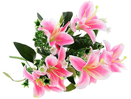 Cabilock Lirio Artificial Flor Falsa para Decoración Lirios Vegetación Artificial Flor Realista Adorno De Flores para Mesa De Boda