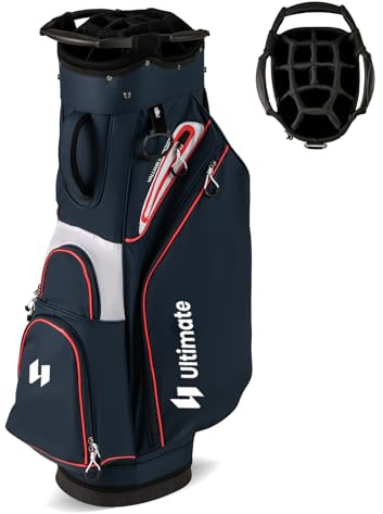 LIFEZEAL Golftasche, Golfbag tragbar mit 14 Fächern, 6 Taschen, Regenkapuze & Griffen, Golfwagentasche mit verstellbarem Schultergurt, Golf Cart Bag für Männer, Frauen