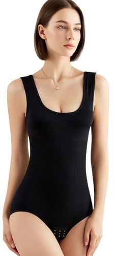ZCJ Shapewear Damen Bauchweg Stark Formend Atmungsaktiv Body Shaper Figurformende Mieder Unterwäsche - Nahtloser U-Ausschnitt Bodysuit, L