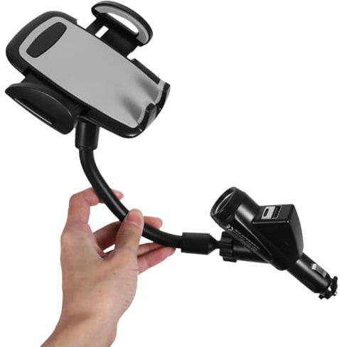 Toddmomy Schwarze Auto Handyhalterung mit Dualen USB Ladeanschlüssen aus Kunststoff für 12-24v Zigarettenanzünder Geeignet für Navigation und Mobiles Laden im Auto