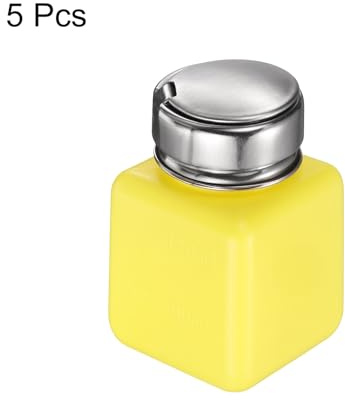 QUARKZMAN 5Stk Lösungsmittel Alkohol Spender 120ml(4oz) Nagellackentferner Druck Flüssigkeitsspender Pumpflasche Mit Edelstahl Druckkopf Für Aceton Lösung Gelb