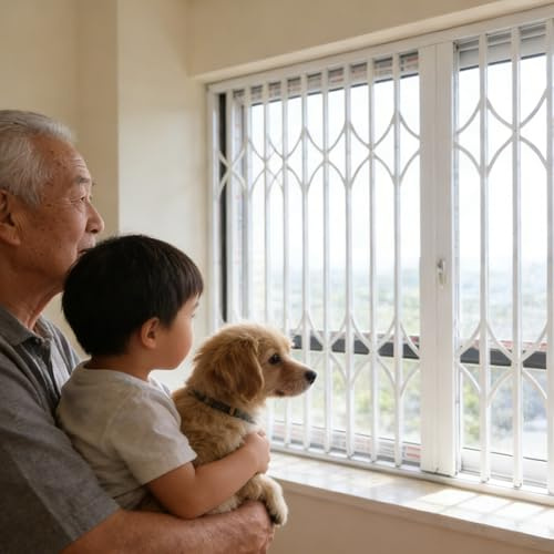 Fenstergitter Einbruchschutz Moderne Fensterschutzgitter für die Sicherheit von Kindern und Haustieren, Sicherheits Fenster Verriegelungsstange, Balkon Fenster Schutzgeländer(W90xH200cm/36x78in)