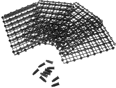 BESPORTBLE 4 Pièces Grille Robuste en Plastique Noir pour Fontaine de Jardin Rectangulaire avec Pieds, Résistance la Corrosion, Support Modulaire pour Bassin Extérieur et Réservoir Caché
