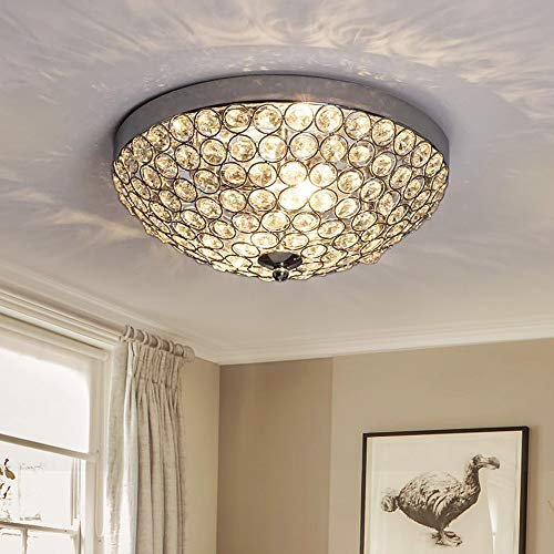 Depuley LED Plafoniera in Cristallo, Moderna Luce Del Soffitto E14, Elegante Plafoniera Camera da Letto, Lampada in Cristallo, Lampadario 2 Portalampada per Soggiorno, Cucina, Sala da Pranzo