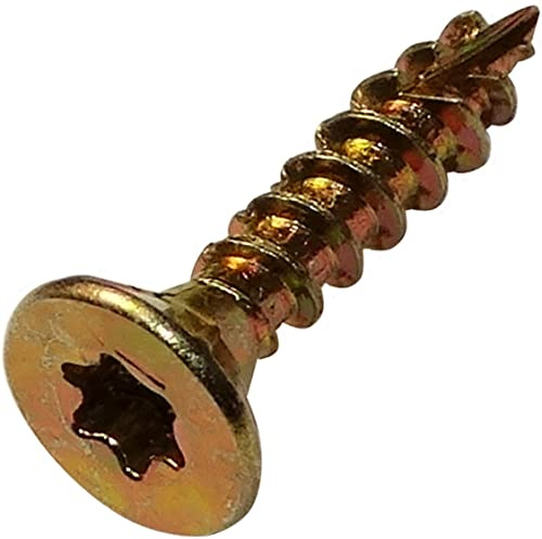AERZETIX - C44459 - Satz von 100 - Holzschrauben Ø4x20mm senkkopf mit abdruck stern T20 - aus verzinktem stahl gelb - montage gewinde spannen befestigung dachstuhl sperrholz spanplatte
