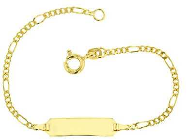 JC Schmuck 333 Gold Baby ID-Armband Kinder Goldarmband 14 cm I Figaro Armband mit Gravur Taufarmband Gold Namensarmband I Babyarmband mit Namen I Kinderschmuck made in Germany I 5.53052