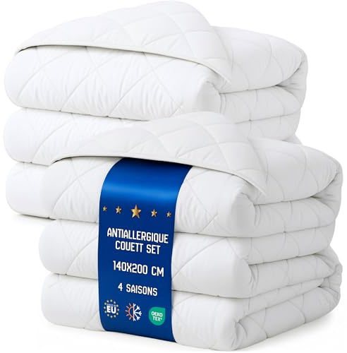 Amazinggirl Edredon para Cama 105 Relleno nórdico Todo el año 200 x 140 cm Edredones nórdico para Camas Edredón Acolchado Colcha de Microfibra Conjunto: 2 X edredón Blanco Oeko-Tex