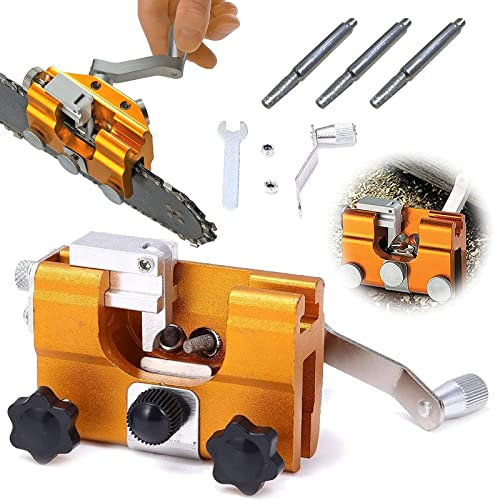 Chainsaw Chain Sharpening Jig, Portable Hand-Crank Fast Chainsaw Sharpener Kit, Household Chain Grinding Tools for Sharpening Every Tooth, Chain Sharpening Jig for All Chain Saws and Electric Saws