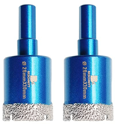 Diamant Trockenbohrer Fliesenbohrer 28mm BRSCHNITT 2 Stück Diamant Bohrkrone - Lochsäge für Keramik, Granit, Porzellan, Fliesen, Feinsteinzeug, Mauerwerk, Marmor.
