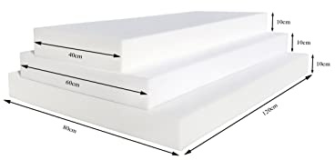 Garden Factory Schaumstoffplatte 120x80x10 Schaumstoff Schaumstoffmatte Schaumkissen für Palettenmöbel Palettenkissen Matratze Zuschnitt Formstabil und langlebig