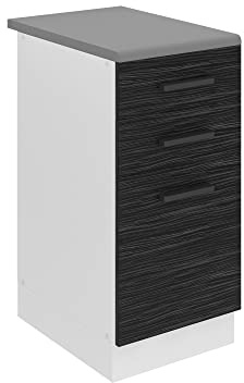 Belini Unterschrank SDSZ 40 cm, mit Arbeitsplatte, Königliches Ebenholz | Küche, Küchenunterschrank Breite, Küchenschränke, Küchenschrank mit Schubladen