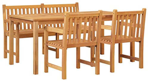 vidaXL Gartenmöbel 4-TLG. Tisch Bank Stuhl Gartengarnitur Sitzgruppe Gartenset Sitzgarnitur Gartentisch Esstisch Gartenbank Gartenstuhl Massivholz Teak