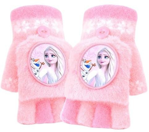 FASHION YO Gants d’hiver en tricot chauds pour enfants avec rabat sans doigts, doublure en polaire thermique, mitaines mi-doigts avec couverture convertible à rabat pour le haut, taille unique