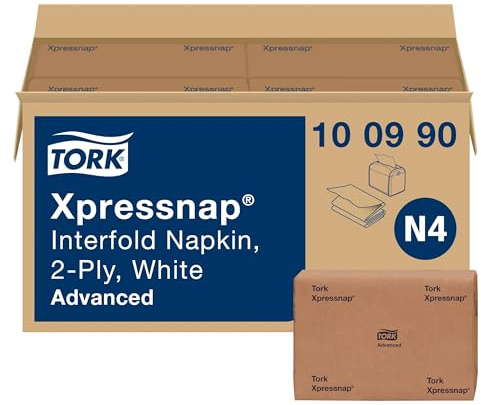 Tork Xpressnap 100990 - Servilletas dispensadoras blancas N4, 2 capas, 1/2 pliegues, dispensador único, 12 x 500, 8.5 x 6.5 pulgadas