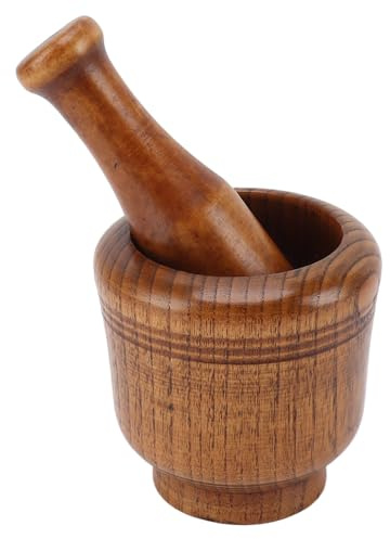 Set Mortaio e Pestello in Legno di Giuggiola, Ciotole per Macinaspezie con Venature del Legno, Ciotola per Tritare Erbe, per Macinare Spezie, Erbe Aromatiche, Schiacciare Pillole