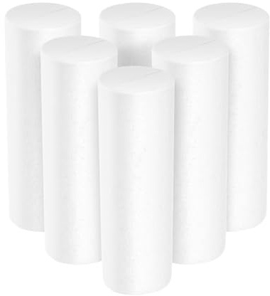PRETYZOOM Schaumstoff-Zylinder zum Basteln – 6 Stück, weiß, 2,5 cm Ø × 10 cm – formstabil & leicht beschriftbar für DIY, Weihnachtsdekoration, Malerei & Bastelprojekte für Kinder und Erwachsen