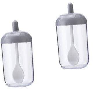 Ciieeo 2piezas Frascos De Almacenaje Transparentes Para Especias y Azúcar Con Tapa De Vidrio y Cuchara Recipientes De Cocina Para Té Frutas Secas y Snacks