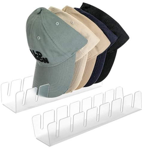 Kasanni 2 pezzi porta cappelli Acrilico portacappelli porta cappelli da armadio Nessuna installazione richiesta organizer per cappelli da baseball Contiene 14 cappellini da baseball