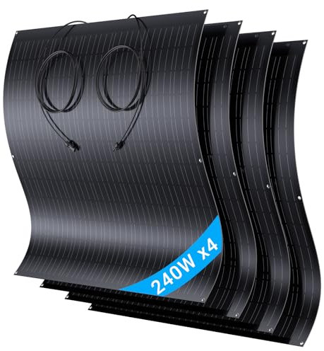 LIONSHEE 960W Flexibel Solarpanel Kit, 4X 240W Monokristallines Flexibles Solarmodul, IP67, Solarzelle Photovoltaik Off Grid, für Wohnmobil, Auto, Schuppen, Dach, Boot, Balkon, 12V Batterien
