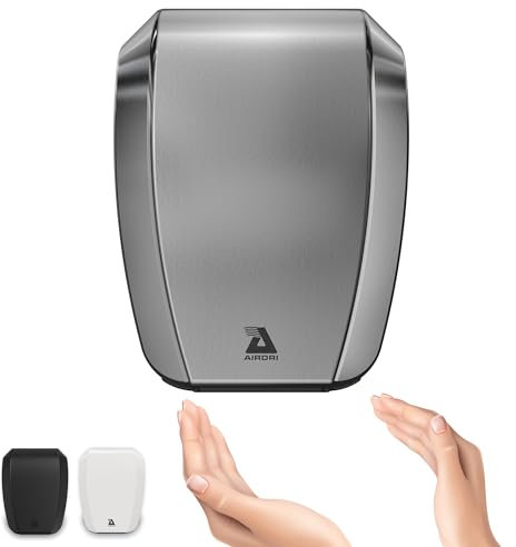 Airdri CompactDRI Automatic Hand Dryer - 1.0kW Low Noise Motor - 15-Second Dry Time - 70dBa Noise Output - ADA Compliant - Ideal for Commercial Spaces and Public Facilities - Stainless Steel